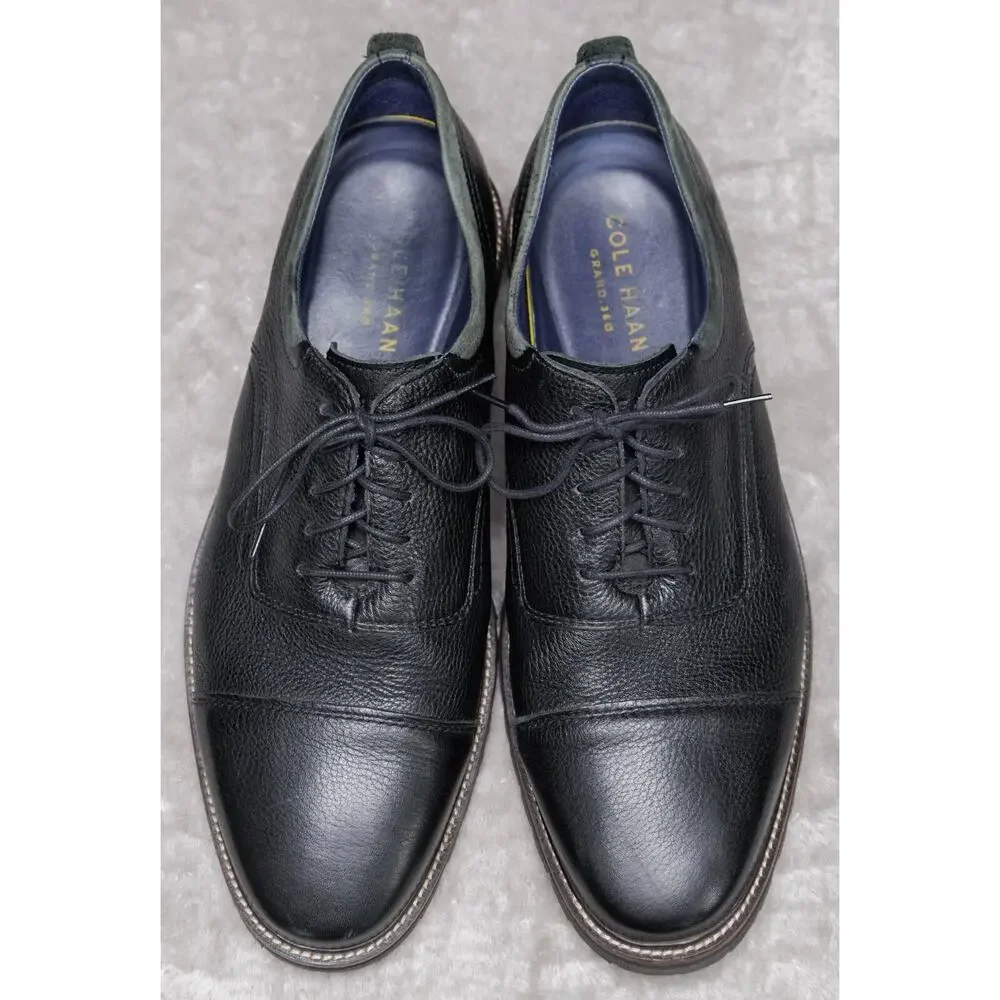 Cole Haan Richardson Black Leather Cap Toe Oxfords Grand 360 Mens Size 11.5